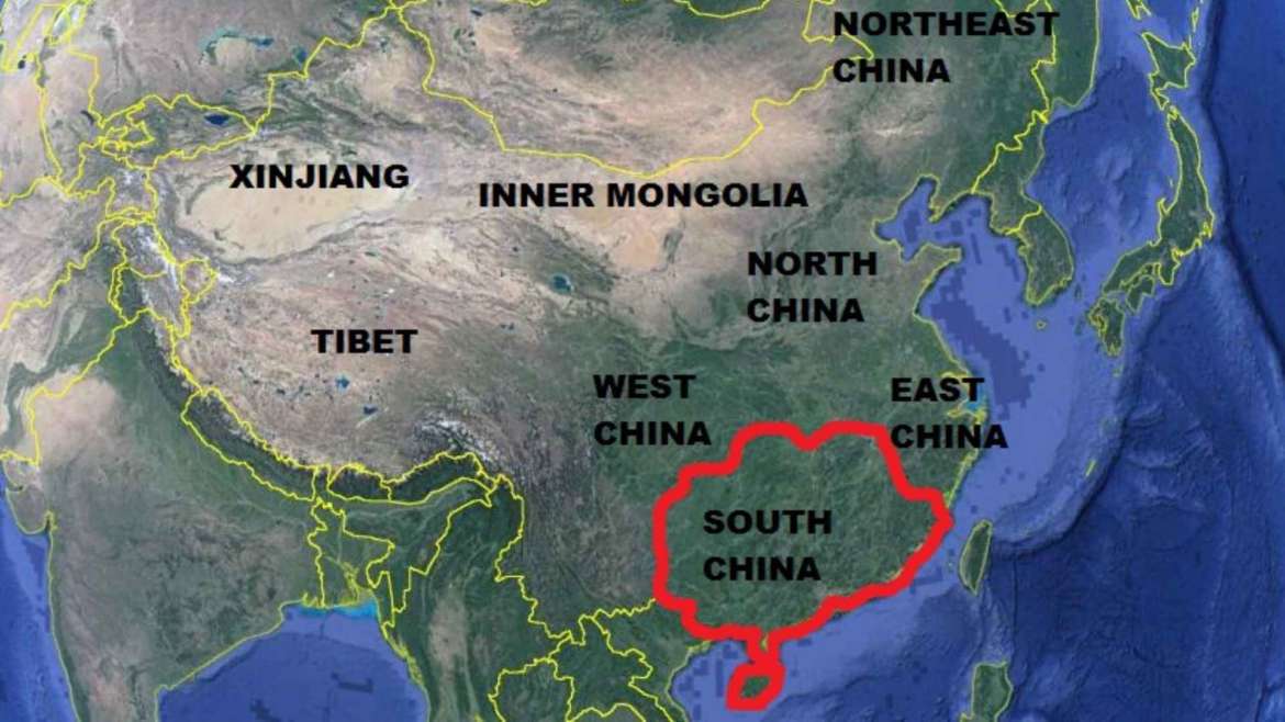 Map of China with its southern part- how to explore South China
