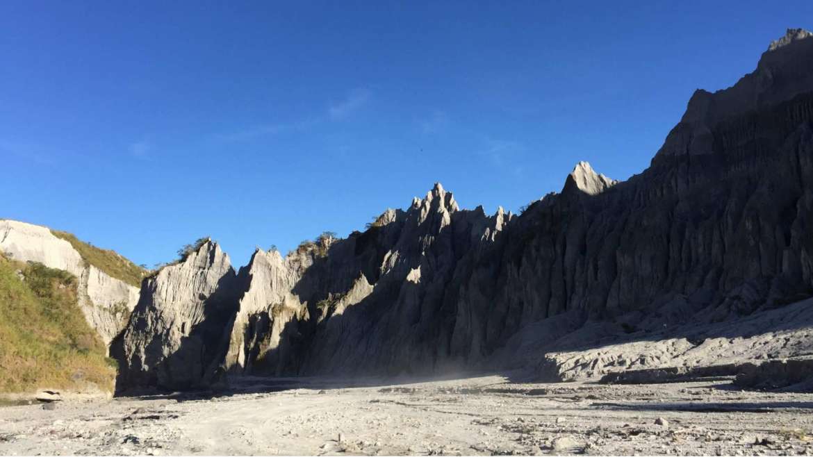 Mount Pinatubo, Philippines. The dusty volcanic valley from Santa Juliana to Pinatubo crater lake.