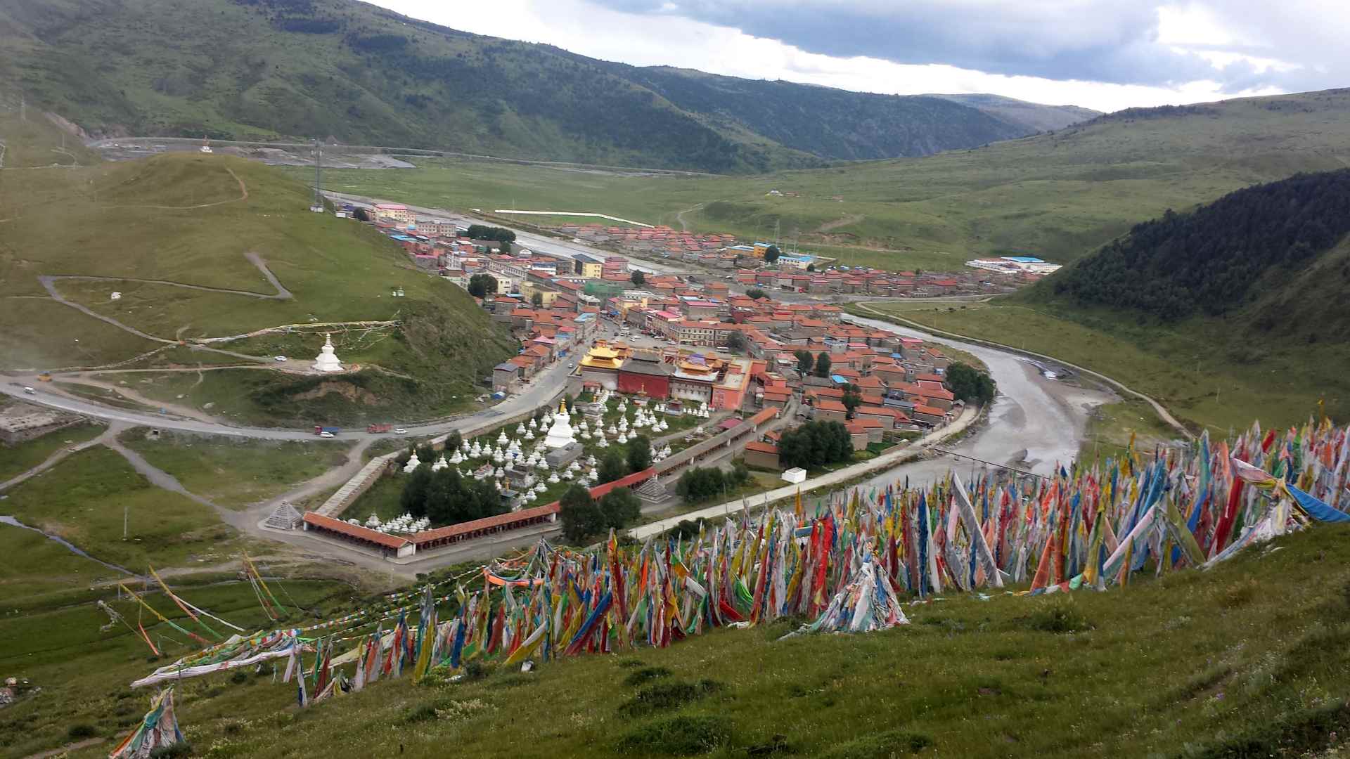 View to Tagong from a grassland hill