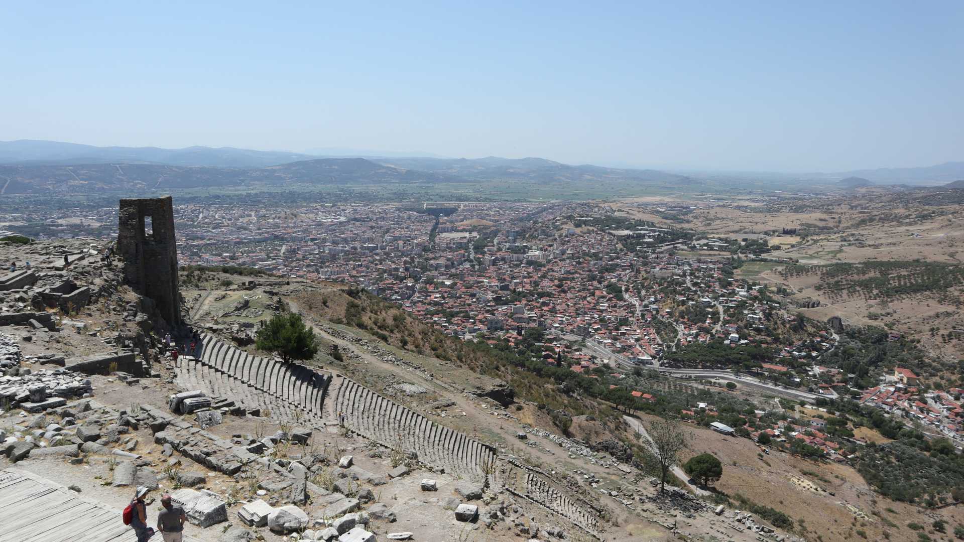 Pergamon- the Theater and the town of Bergama below