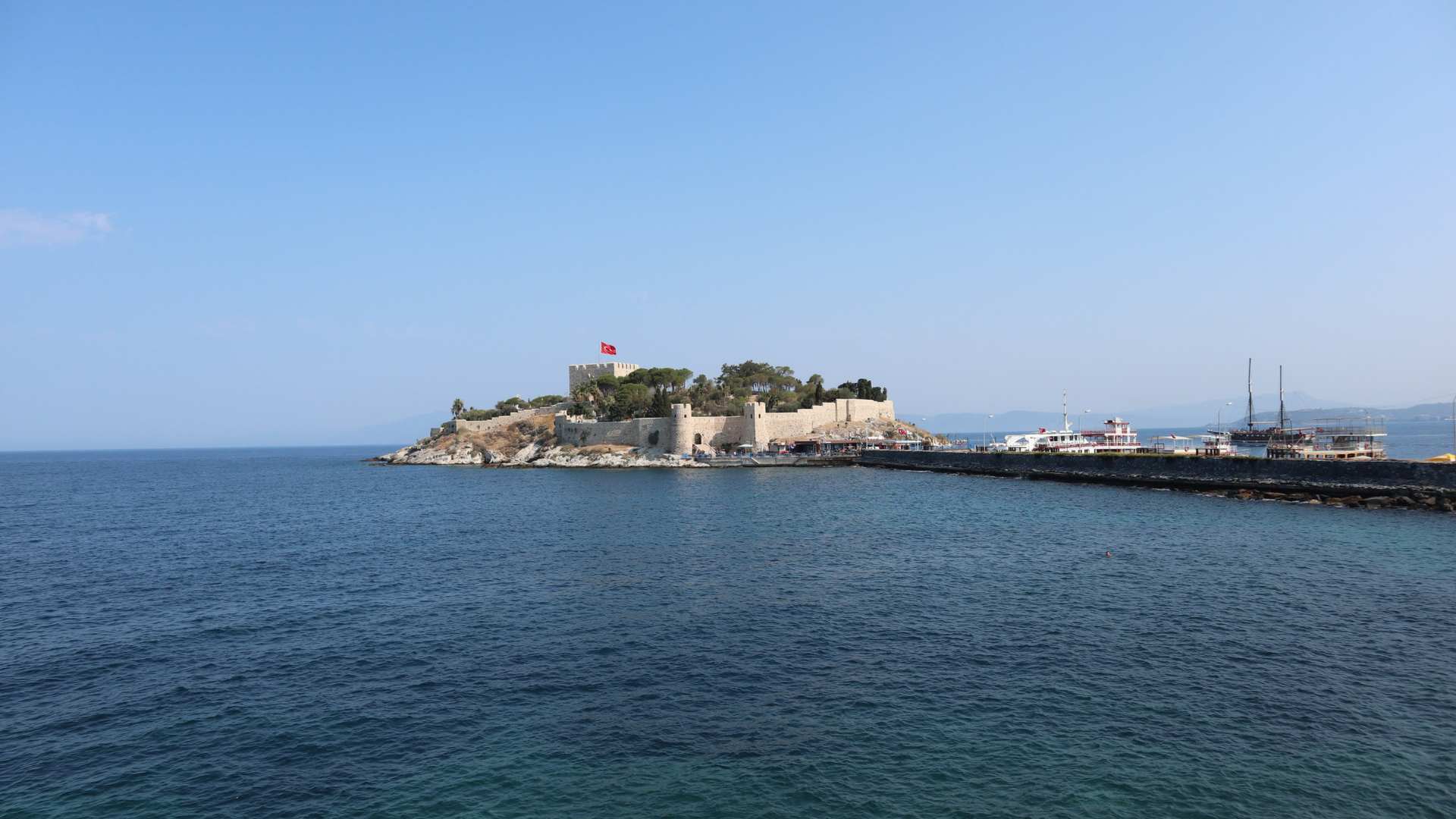 The main landmark of Kuşadası- the resort city that is one of the starting point for visiting Ephesus