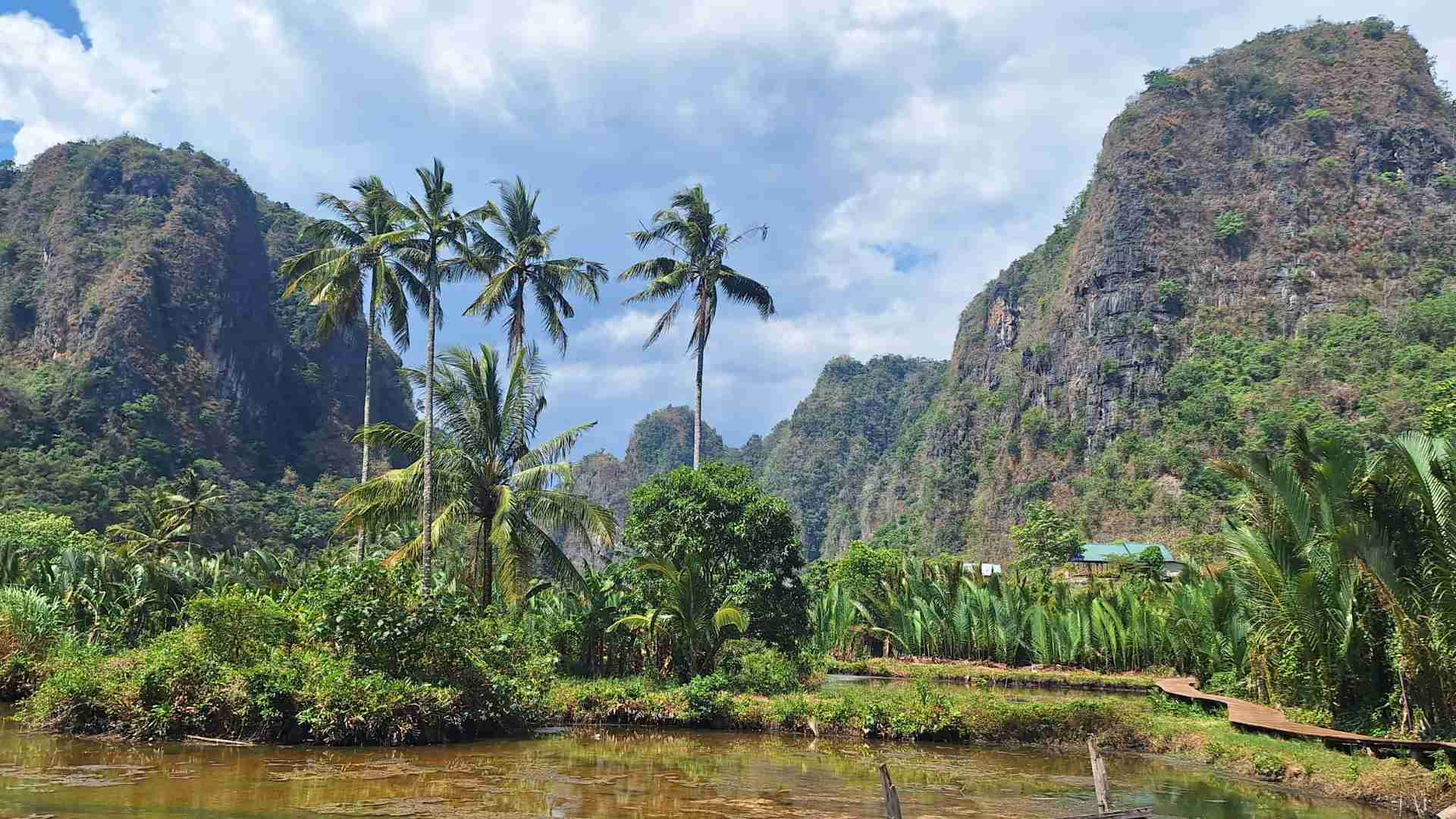 In the valley with the village in Rammang Rammang