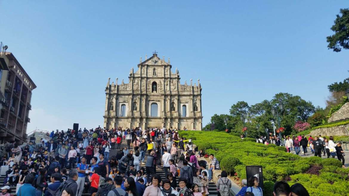 The Ruins of St. Paul and the tourist crowds, Macau
