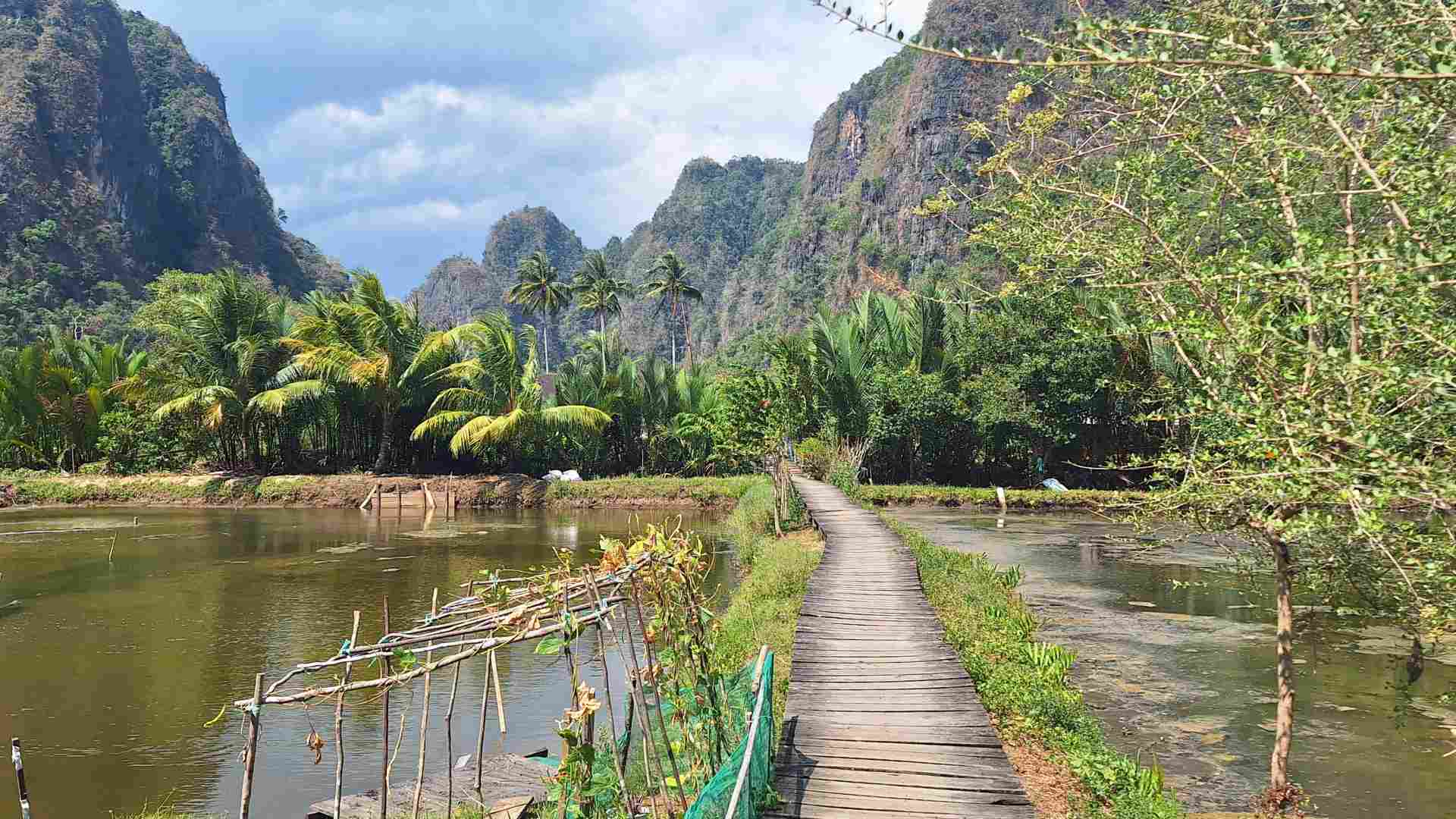 On a trail in Rammang Rammang