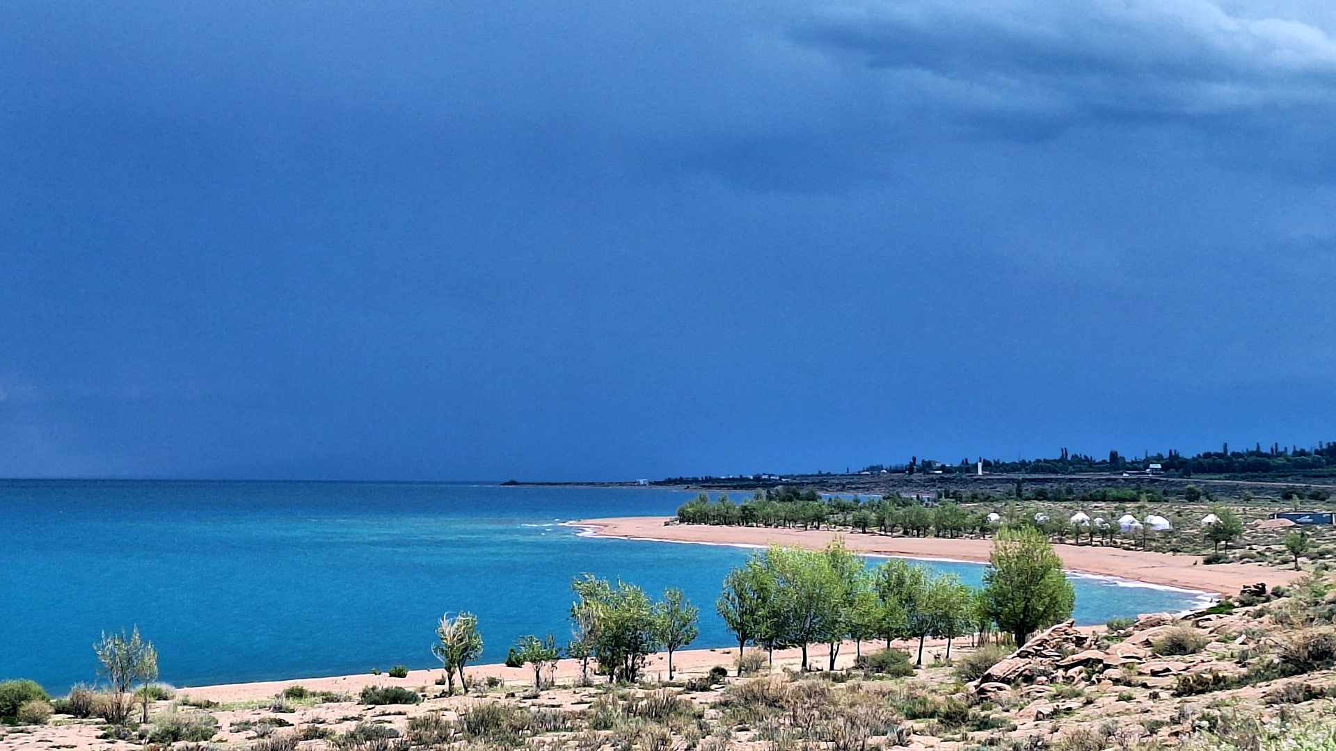 The southern lake shore of Issyk-Kul