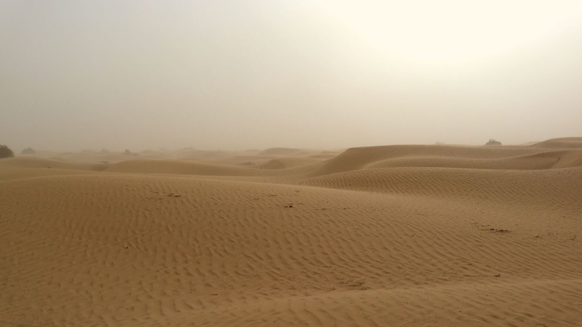 Moderate sand storm in Taklamakan Desert