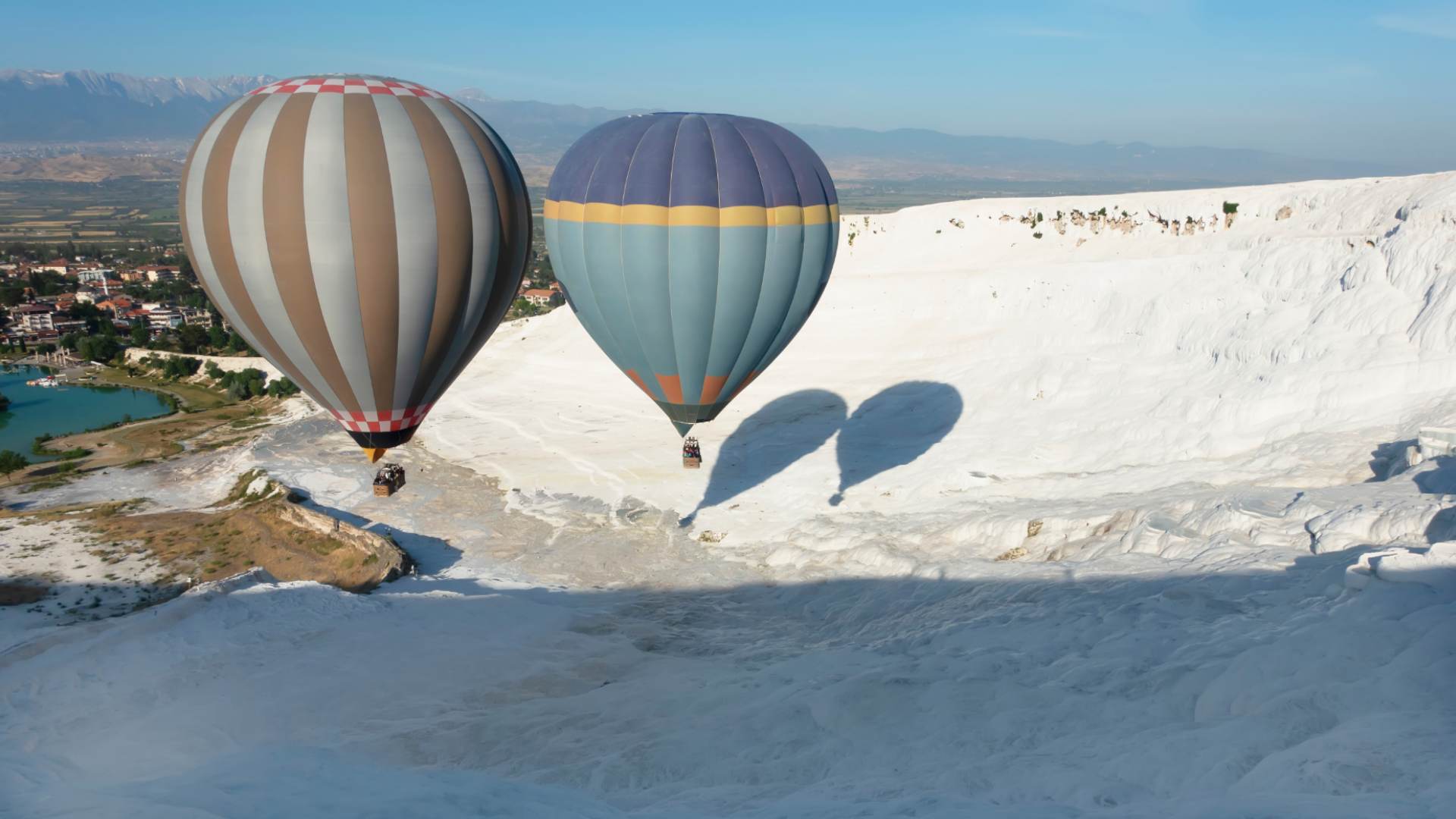 By hot air balloon over Pamukkale